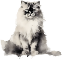 AI generated Watercolor painting of a Persian cat in an impressionist style. png