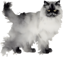 AI generated Watercolor painting of a Persian cat in an impressionist style. png