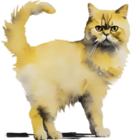 AI generated Watercolor painting of a Persian cat in an impressionist style. png