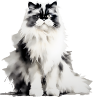 AI generated Watercolor painting of a Persian cat in an impressionist style. png