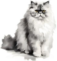 AI generated Watercolor painting of a Persian cat in an impressionist style. png