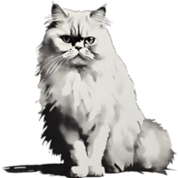 AI generated Watercolor painting of a Persian cat in an impressionist style. png