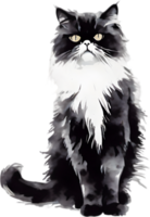 AI generated Watercolor painting of a Persian cat in an impressionist style. png