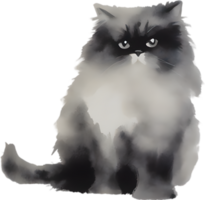 AI generated Watercolor painting of a Persian cat in an impressionist style. png