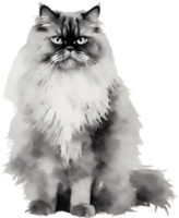 AI generated Watercolor painting of a Persian cat in an impressionist style. png