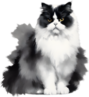 AI generated Watercolor painting of a Persian cat in an impressionist style. png