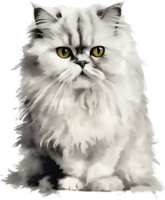 AI generated Watercolor painting of a Persian cat in an impressionist style. png