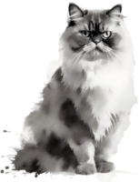 AI generated Watercolor painting of a Persian cat in an impressionist style. png