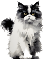 AI generated Watercolor painting of a Persian cat in an impressionist style. png