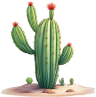 ai gegenereerd waterverf schilderij van een schattig woestijn cactus. png