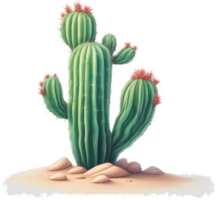 AI generated Watercolor painting of a cute Desert Cactus. png