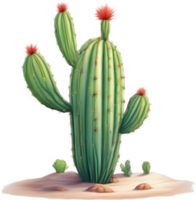 ai généré aquarelle La peinture de une mignonne désert cactus. png