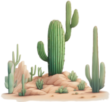 ai généré aquarelle La peinture de une mignonne désert cactus. png