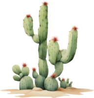 ai généré aquarelle La peinture de une mignonne désert cactus. png