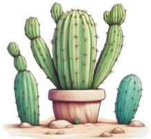 AI generated Watercolor painting of a cute Desert Cactus. png