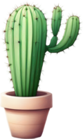 AI generated Watercolor painting of a cute Desert Cactus. png