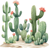 ai generiert Aquarell Gemälde von ein süß Wüste Kaktus. png