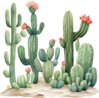 AI generated Watercolor painting of a cute Desert Cactus. png