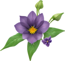 AI generated Nightshade Flowers, Close-up painting of Nightshade Flowers. png