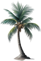 ai gegenereerd palm boom Aan een eiland icoon, een detailopname schilderij van een palm boom Aan een eiland. png