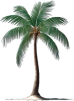 ai gegenereerd palm boom Aan een eiland icoon, een detailopname schilderij van een palm boom Aan een eiland. png