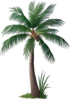 ai generiert Palme Baum auf ein Insel Symbol, ein Nahansicht Gemälde von ein Palme Baum auf ein Insel. png