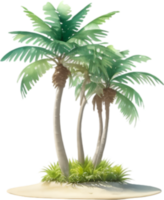 AI generated Palm Tree on an Island icon, a close-up painting of a Palm Tree on an Island. png