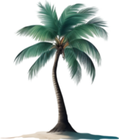 ai generiert Palme Baum auf ein Insel Symbol, ein Nahansicht Gemälde von ein Palme Baum auf ein Insel. png