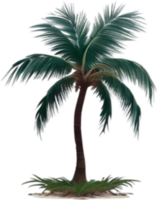 ai generiert Palme Baum auf ein Insel Symbol, ein Nahansicht Gemälde von ein Palme Baum auf ein Insel. png