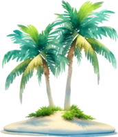 AI generated Palm Tree on an Island icon, a close-up painting of a Palm Tree on an Island. png