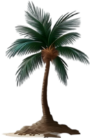 ai generiert Palme Baum auf ein Insel Symbol, ein Nahansicht Gemälde von ein Palme Baum auf ein Insel. png