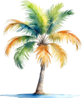 ai generiert Palme Baum auf ein Insel Symbol, ein Nahansicht Gemälde von ein Palme Baum auf ein Insel. png