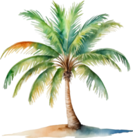 ai generiert Palme Baum auf ein Insel Symbol, ein Nahansicht Gemälde von ein Palme Baum auf ein Insel. png