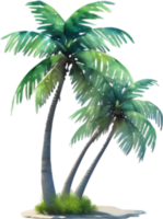 ai generiert Palme Baum auf ein Insel Symbol, ein Nahansicht Gemälde von ein Palme Baum auf ein Insel. png