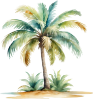 ai generiert Palme Baum auf ein Insel Symbol, ein Nahansicht Gemälde von ein Palme Baum auf ein Insel. png