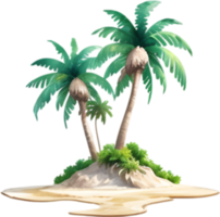 AI generated Palm Tree on an Island icon, a close-up painting of a Palm Tree on an Island. png