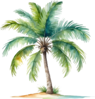 ai generiert Palme Baum auf ein Insel Symbol, ein Nahansicht Gemälde von ein Palme Baum auf ein Insel. png