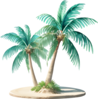 ai generiert Palme Baum auf ein Insel Symbol, ein Nahansicht Gemälde von ein Palme Baum auf ein Insel. png