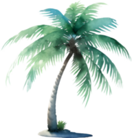 ai genererad handflatan träd på ett ö ikon, en närbild målning av en handflatan träd på ett ö. png