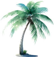 ai generiert Palme Baum auf ein Insel Symbol, ein Nahansicht Gemälde von ein Palme Baum auf ein Insel. png