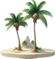 AI generated Palm Tree on an Island icon, a close-up painting of a Palm Tree on an Island. png