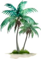 AI generated Palm Tree on an Island icon, a close-up painting of a Palm Tree on an Island. png