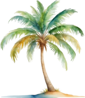 ai generiert Palme Baum auf ein Insel Symbol, ein Nahansicht Gemälde von ein Palme Baum auf ein Insel. png