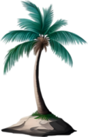 ai generiert Palme Baum auf ein Insel Symbol, ein Nahansicht Gemälde von ein Palme Baum auf ein Insel. png