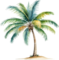 ai gegenereerd palm boom Aan een eiland icoon, een detailopname schilderij van een palm boom Aan een eiland. png