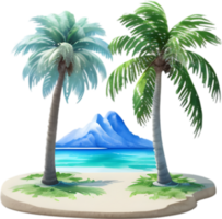 AI generated Palm Tree on an Island icon, a close-up painting of a Palm Tree on an Island. png