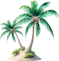ai generado palma árbol en un isla icono, un de cerca pintura de un palma árbol en un isla. png