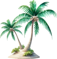 AI generated Palm Tree on an Island icon, a close-up painting of a Palm Tree on an Island. png