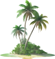 AI generated Palm Tree on an Island icon, a close-up painting of a Palm Tree on an Island. png