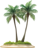 ai generiert Palme Baum auf ein Insel Symbol, ein Nahansicht Gemälde von ein Palme Baum auf ein Insel. png